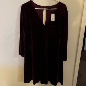 Velvet burgundy Long sleeve dress new with tag